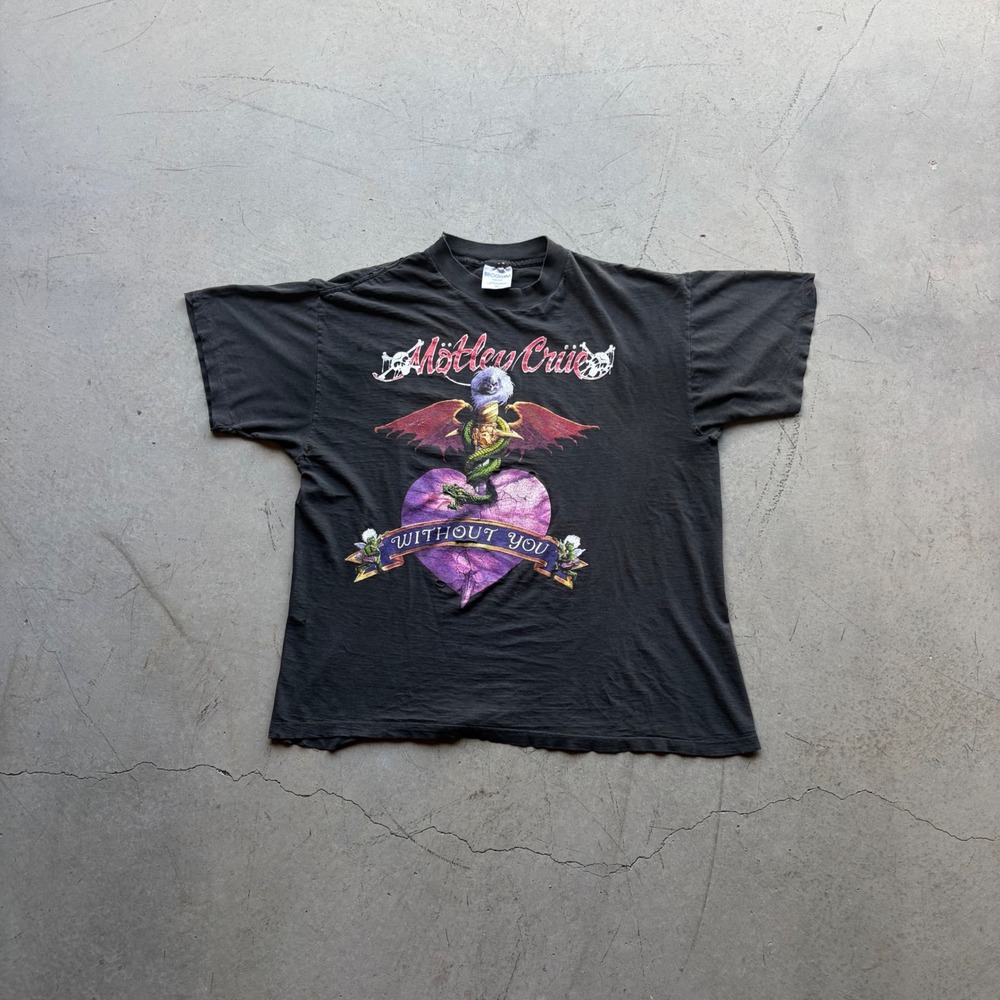 Vintage 1989 Motley Crue Dr Feelgood T-Shirt Brockum XL Black Distressed